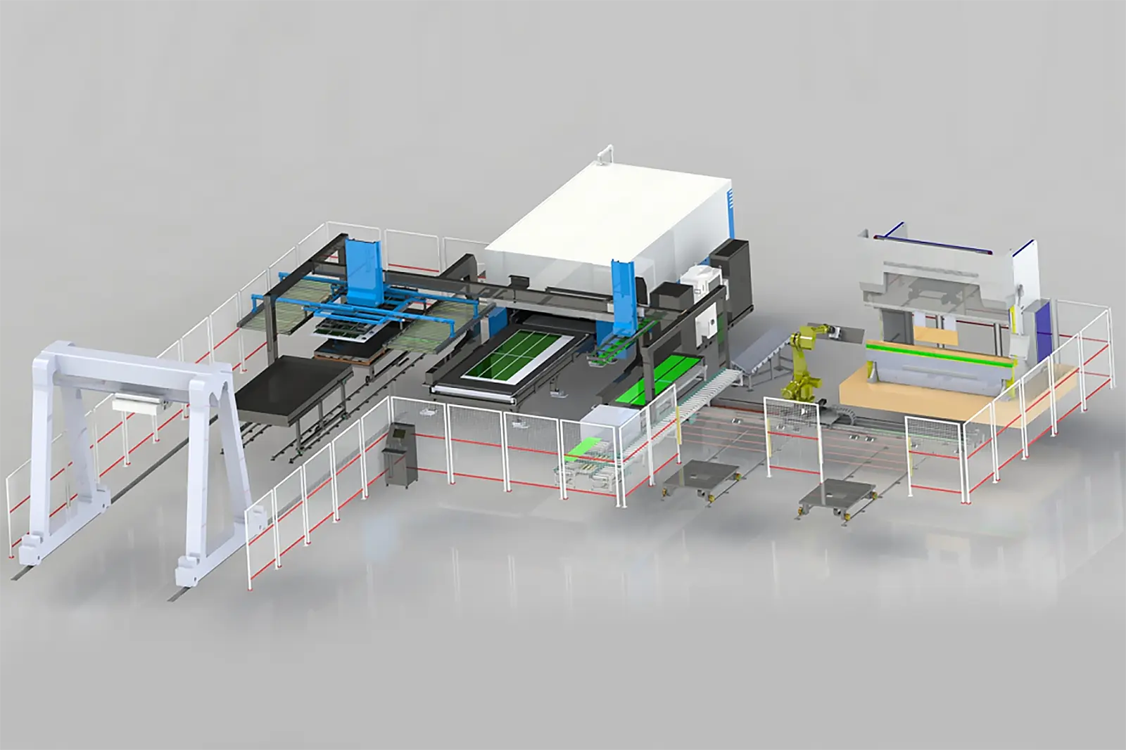 Ligne de production de découpe laser avec chargement et déchargement automatiques & pliage automatique