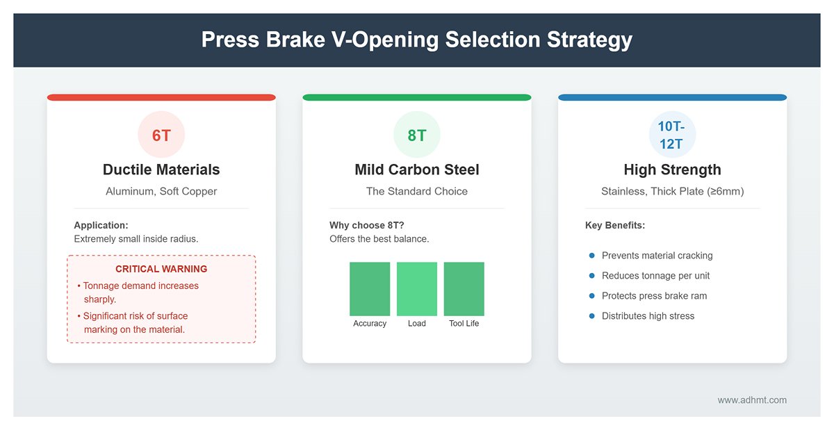 Press Brake V-Opening Selection Strategy