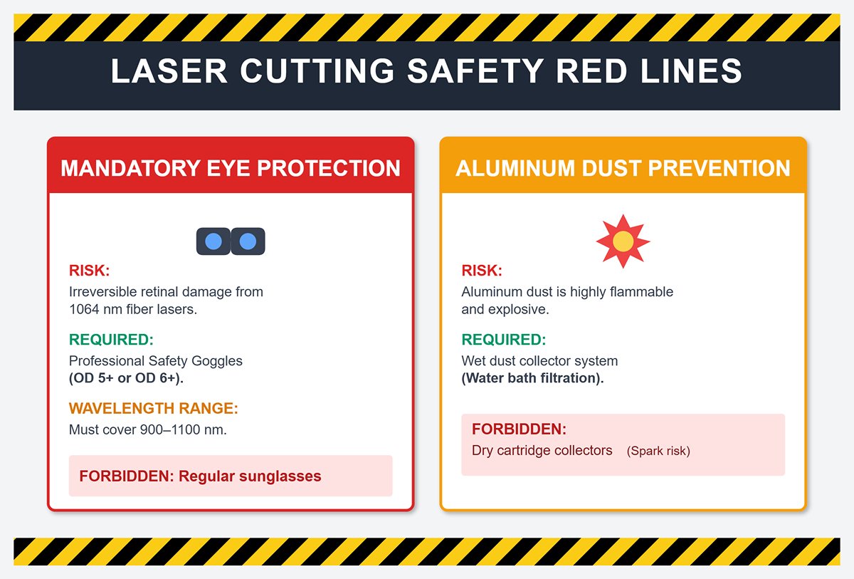เส้นแดงความปลอดภัยในการตัดเลเซอร์