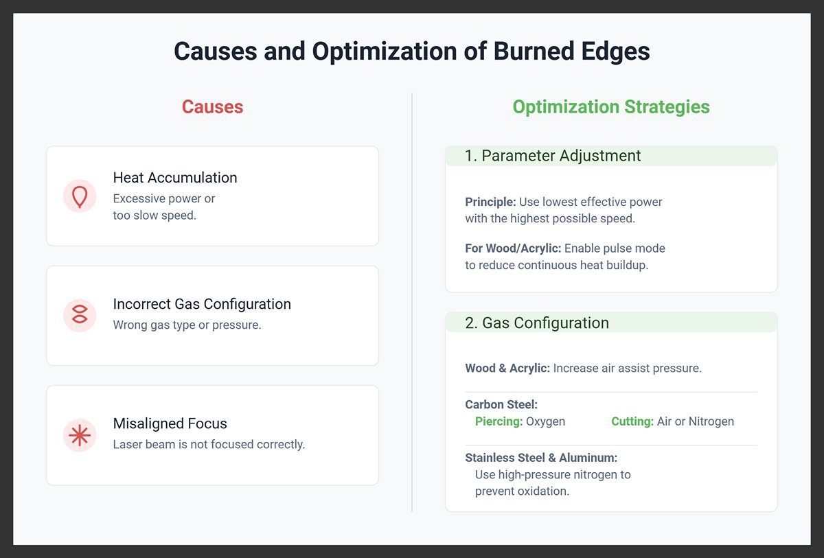 Causes and Optimization of Burned Edges