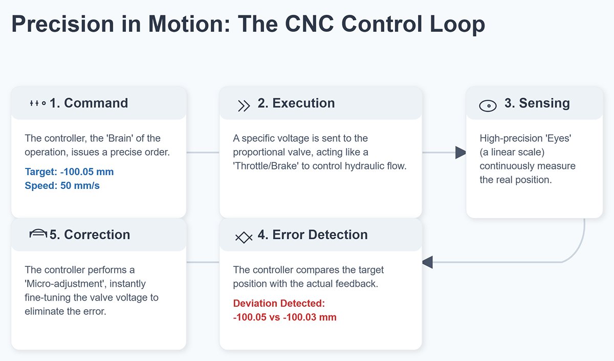 The closed-loop interplay between linear scales and proportional valves