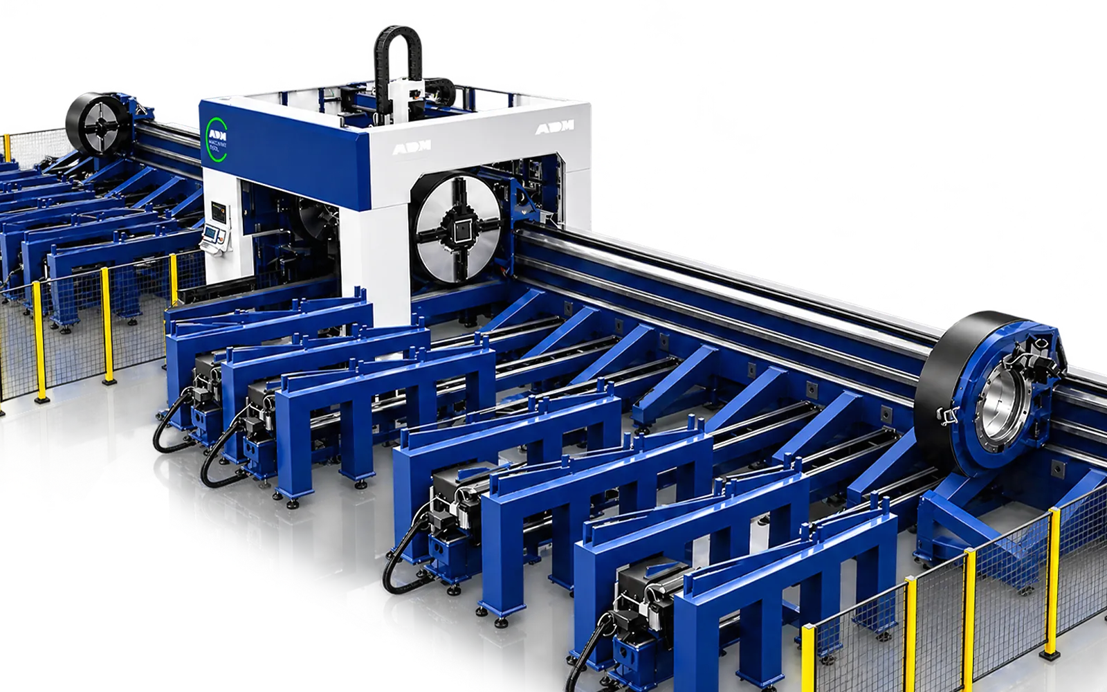 Disposição do laser de tubos com múltiplos mandris e suportes de material