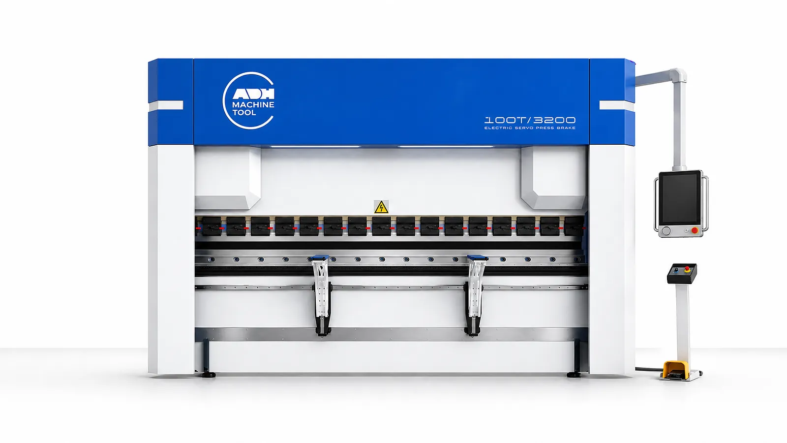 มุมมองด้านหน้าของเครื่องพับ CNC เซอร์โวระบบไฟฟ้าทั้งหมด รุ่น WADG