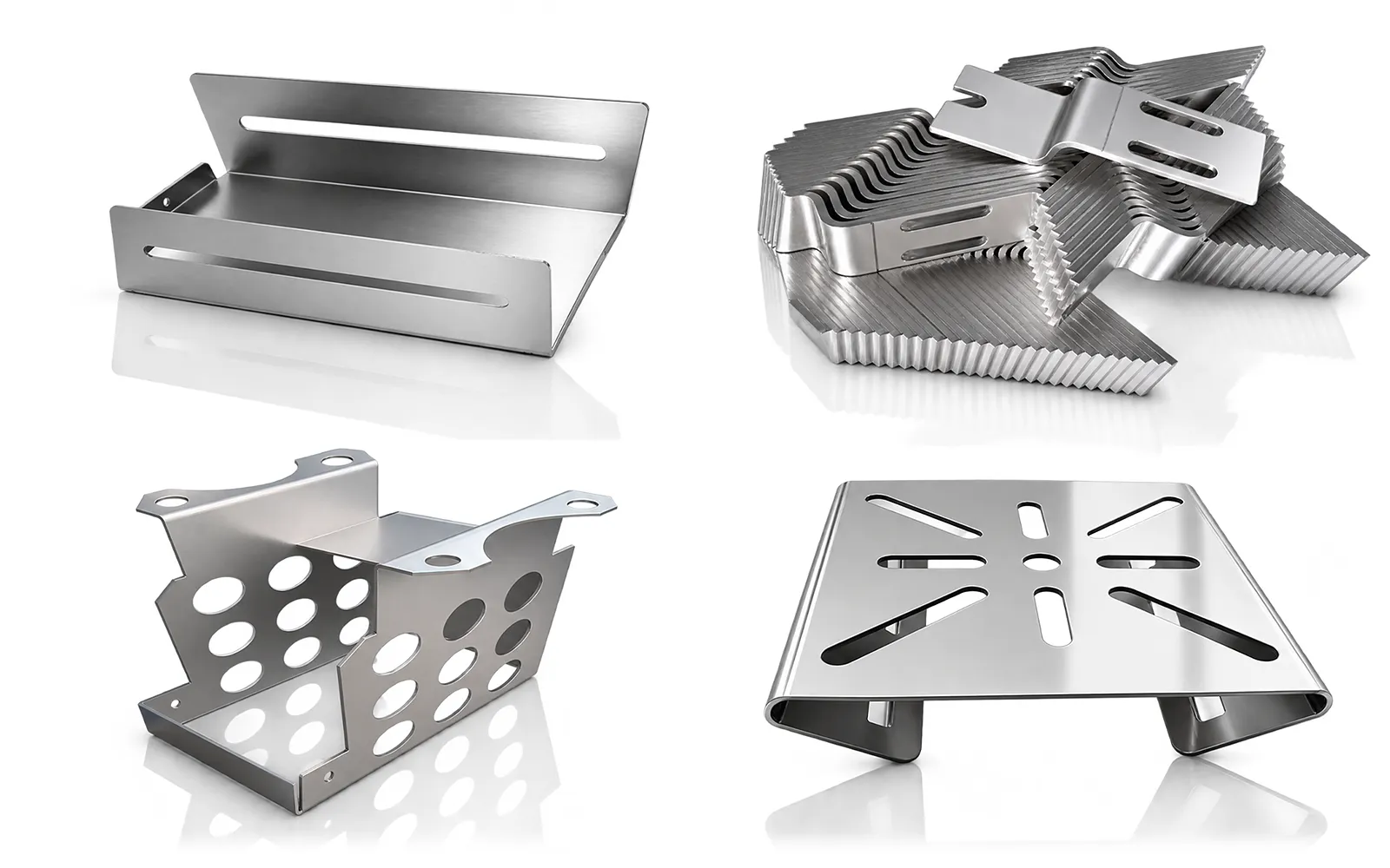Assortiment de plateaux et supports en tôle pliée