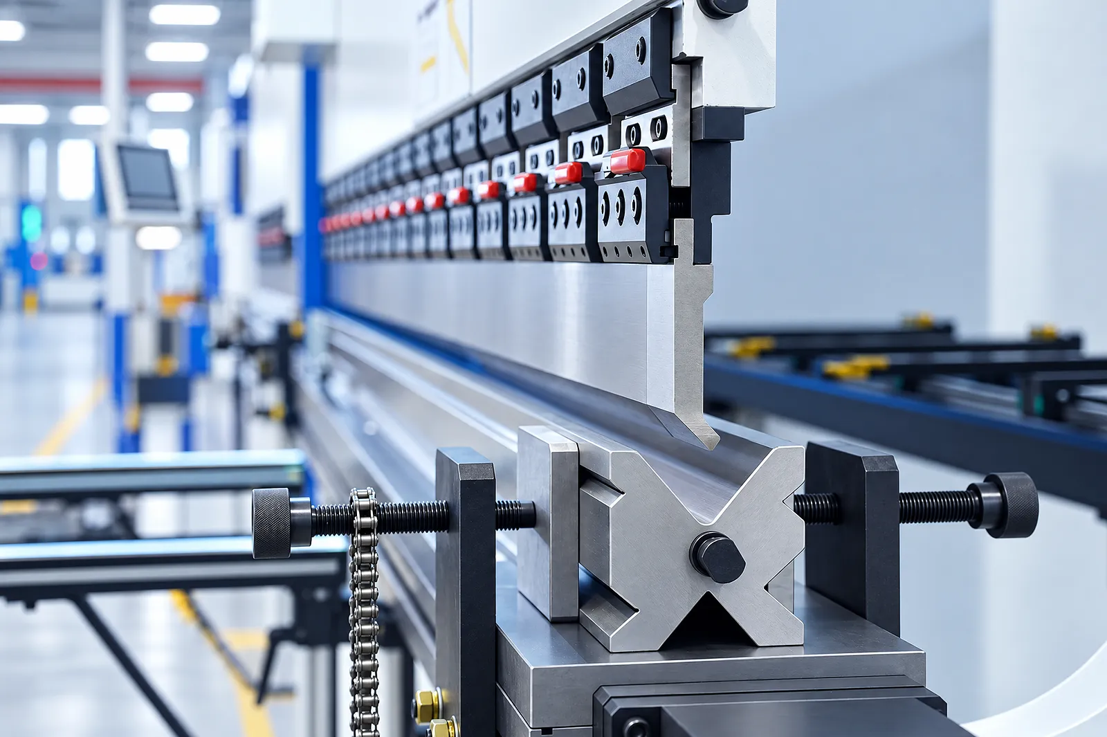 Press brake punch, V-die and upper-tool clamping interface